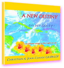 Christian & Jean-Claude Gaspaldy—"A New Destiny" CD cover showing map of Caribbean with hibiscus flowers